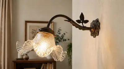Lámpara De Pared Bronce Con Tulipa Antigua Dorado