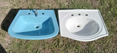 Combo X2 Bachas Baño Loza Blanca Concha De Mar Y Celeste Ofe Blanco Brillante