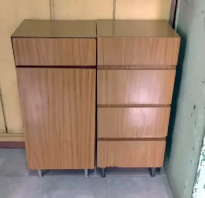 Mueble Auxiliar Madera Enchapda Cajones, Puerta Precio x2