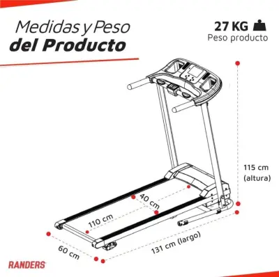Cinta Caminadora Motorizada Randers Arg-420 12 Km/h