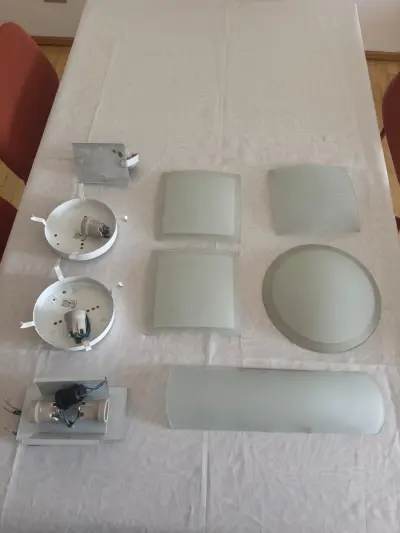 Plafones 5 vidrio + 4 conexiones metal con cerámica