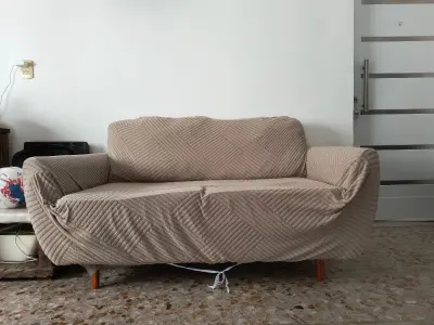 Sillón de dos cuerpos, material chenille, escandinavo 