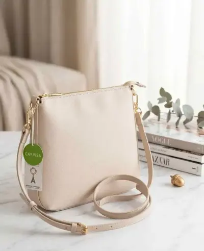 Cartera bandolera mujer carpisa baige símil cuero.