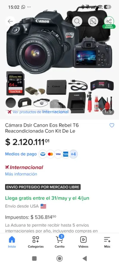 Camara canon T6