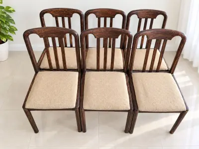 Juego de Comedor 6 Sillas de Madera Tapizado