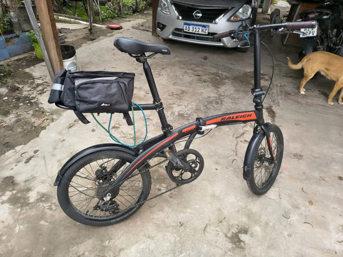 Bicicleta Plegable Raleigh Curve Rodado 20 + Casco Negro/rojo 20