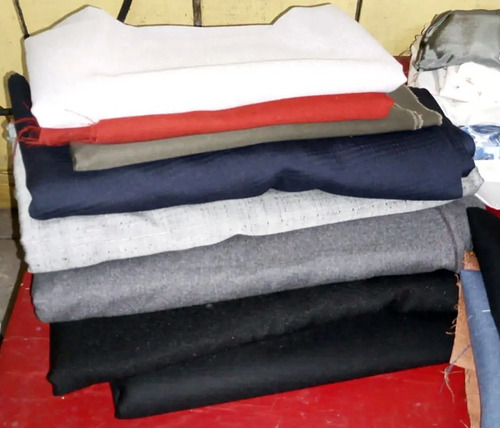 Telas Retazos  Lanilla Gabardina + Recortes Polleras Lote Multicolor Liso