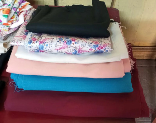 Telas Retazos  Lanilla Gabardina + Recortes Polleras Lote Multicolor Liso