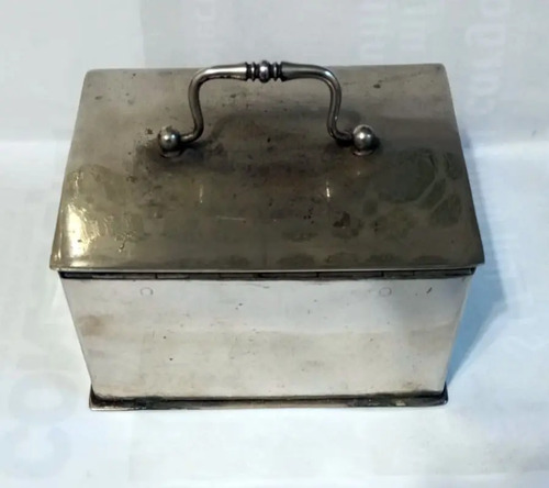 Caja Fuerte Portátil Antigua Con Llave - Seguridad Móvil Plateado