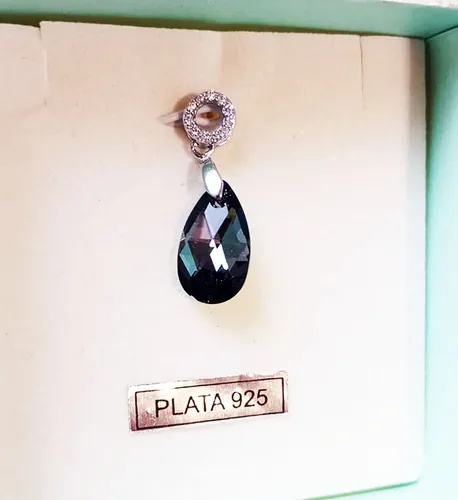 Dije Cristal Strass Tipo Swaroski Argollita Plata 925 Violeta