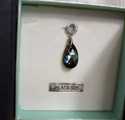 Dije Cristal Strass Tipo Swaroski Argollita Plata 925 Violeta