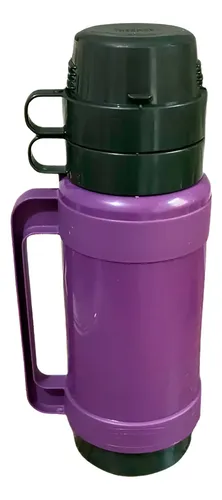 Termo Thermos Vidrio: Té, Café, Mate Con 2 Tazas - 1 Litro Violeta