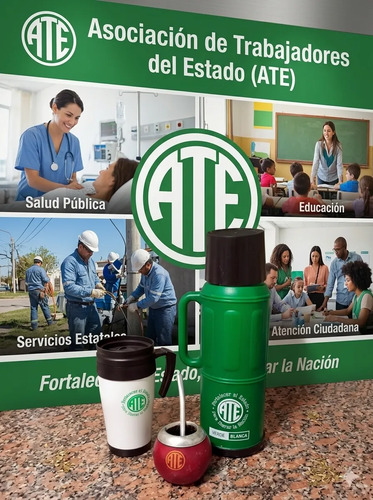 Termo Mate Bombilla Vaso Térmico - Ate Verde Y Blanca