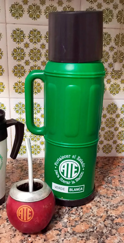 Termo Mate Bombilla Vaso Térmico - Ate Verde Y Blanca