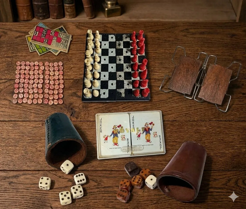 Juegos De Mesa Lotería Ajedrez Cartas Dados Precio Lote X7