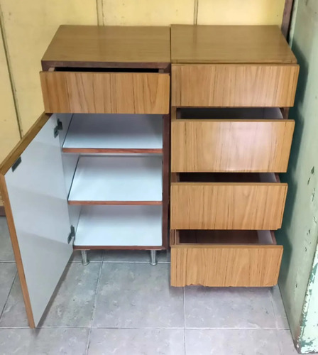 Mueble Auxiliar Madera Enchapda Cajones, Puerta Precio x2