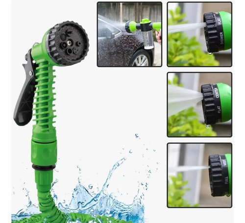 Magic Hose Manguera Retráctil Expandible 30 Mts Riego Color Verde + Pistola