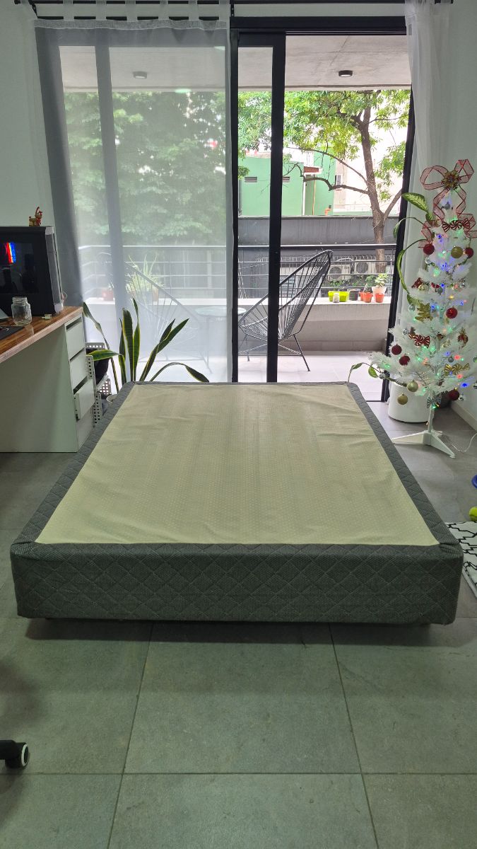 Base de Sommier 2 Plazas Tapizada Gris