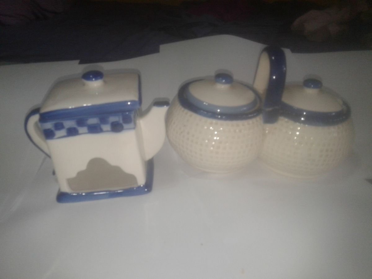 Azucarera yerbera y porta saquito de té cerámica
