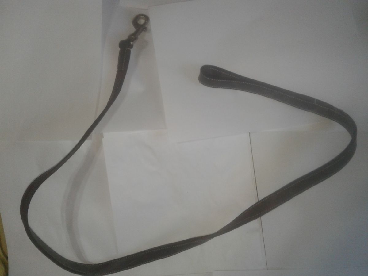 Collar con Correa cuero marron para mascotas  