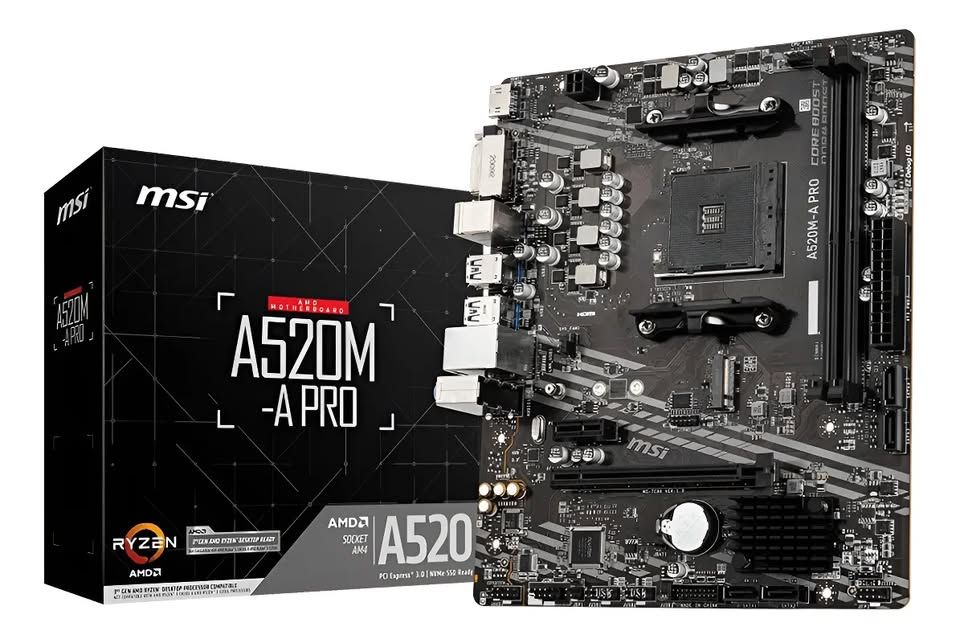 Motherboard MSI A 320 M PRO com Ryzen 5 1600 y cooler
