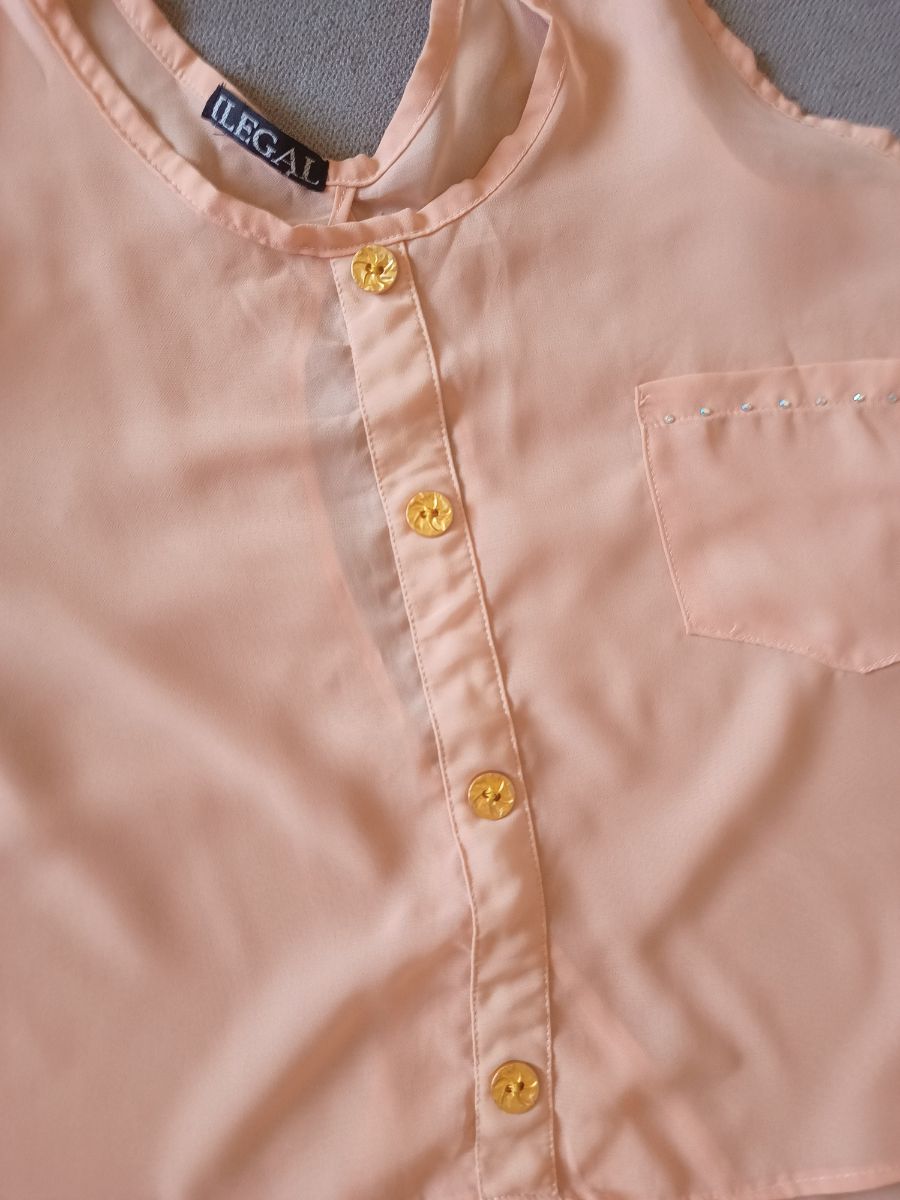 Blusa de chifón color salmón claro - ILEGAL