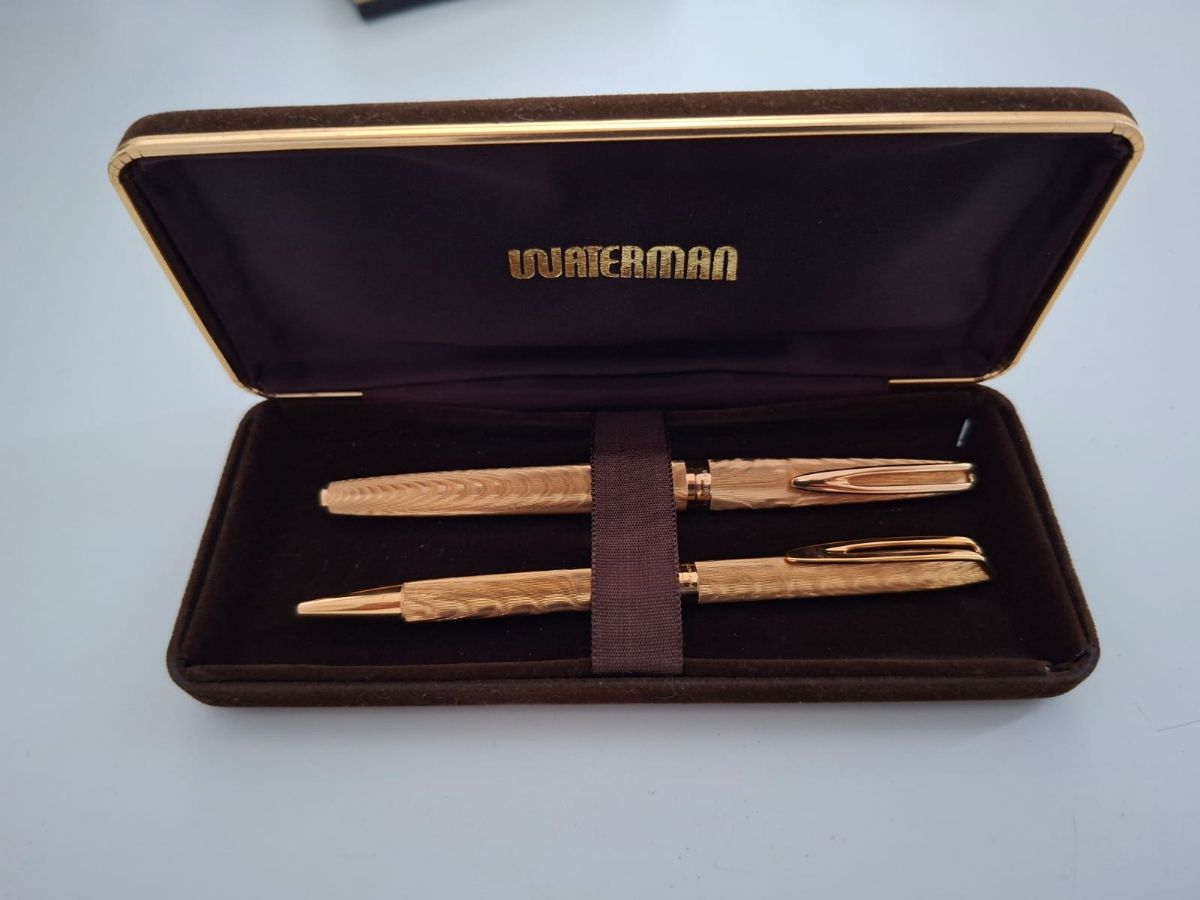 Set Waterman CF Moire Fountain Set 18K Gold