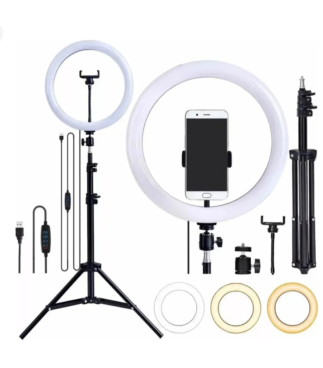 Aro de luz LED 30cm con trípode, para TikTok, iluminación para maquillaje,Ring light para streaming 