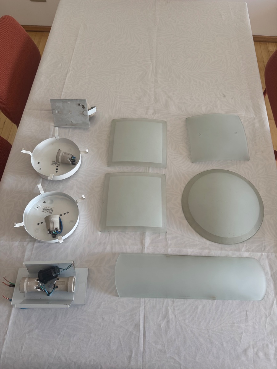 Plafones 5 vidrio + 4 conexiones metal con cerámica