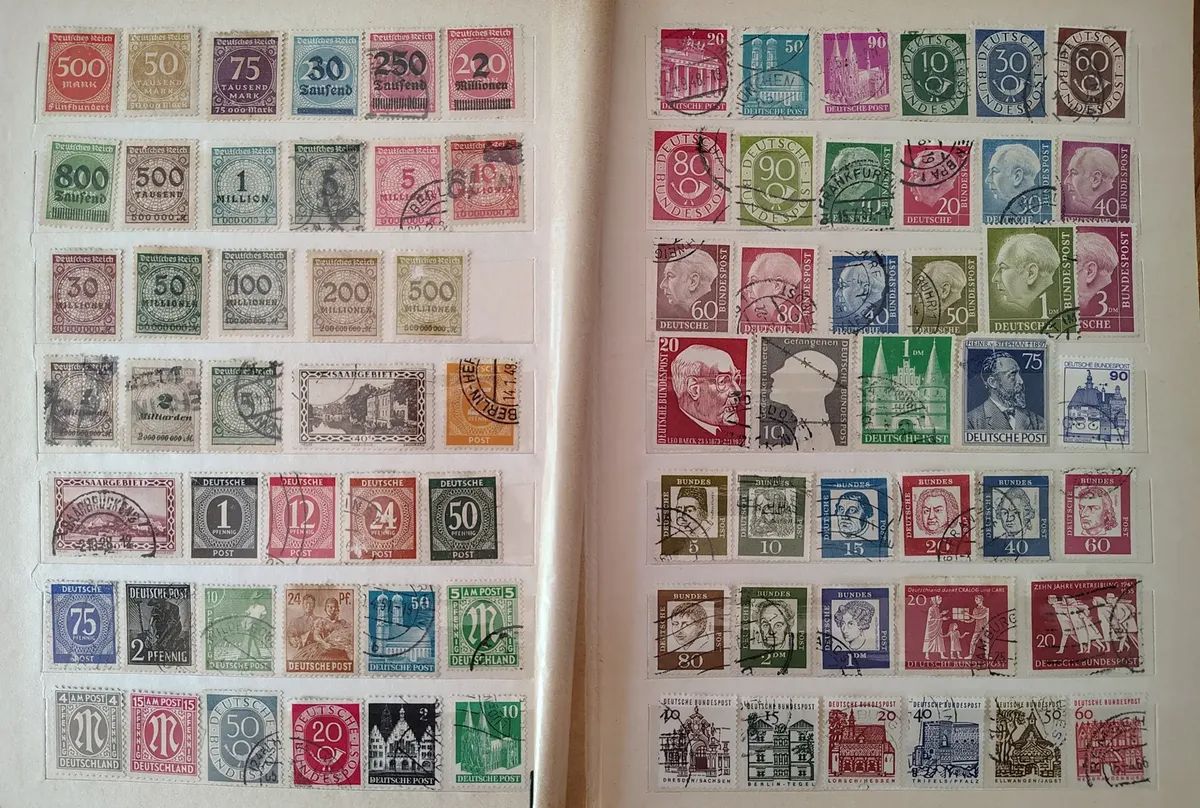 440 Estampillas de Alemania, Austria y Suiza- Incluye clasificador