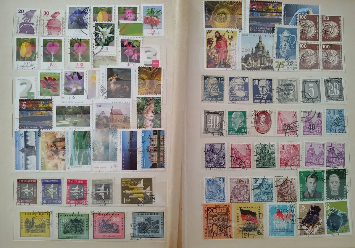 440 Estampillas de Alemania, Austria y Suiza- Incluye clasificador