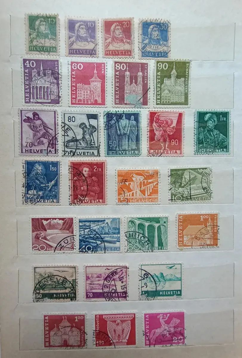 440 Estampillas de Alemania, Austria y Suiza- Incluye clasificador