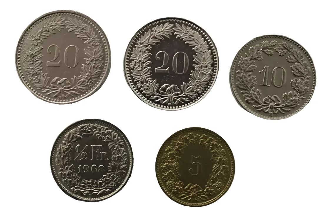5 monedas de Suiza