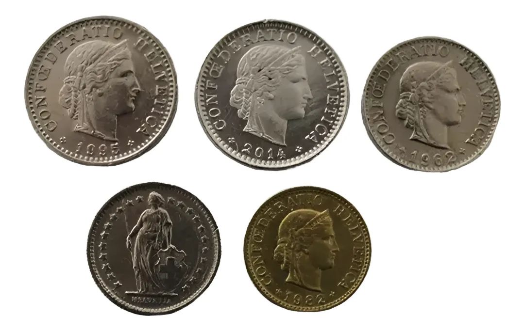 5 monedas de Suiza