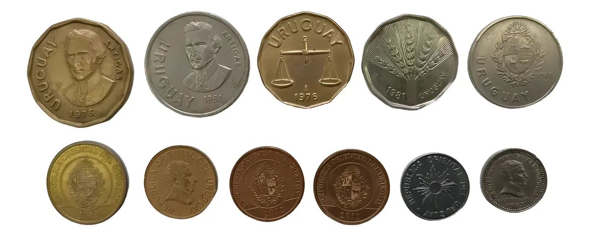 11 monedas de Uruguay