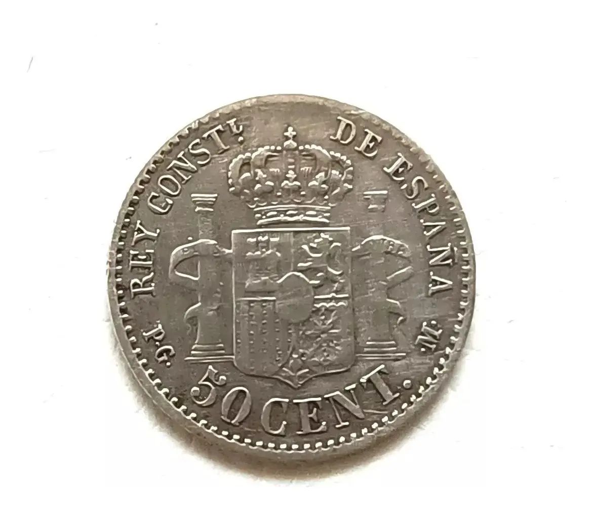 Moneda De España 50 Céntimos- Plata Alfonso Xiii Año 1892