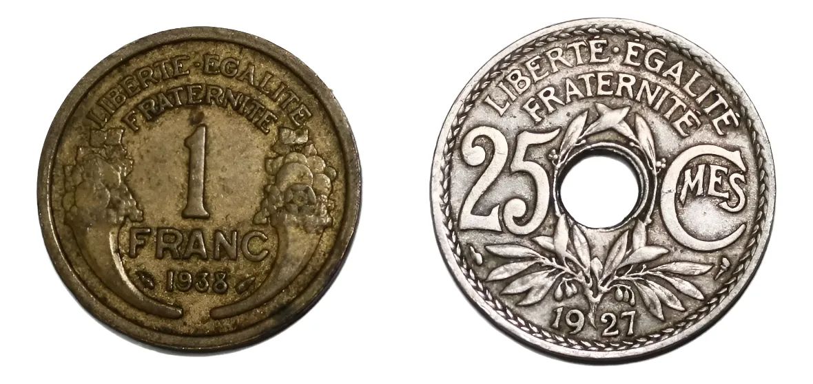 2 Monedas Iii Republica Francesa 1927 Y 1938