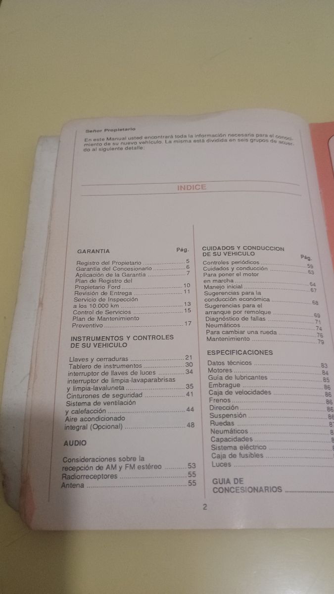 Manual del propietario Ford Escort