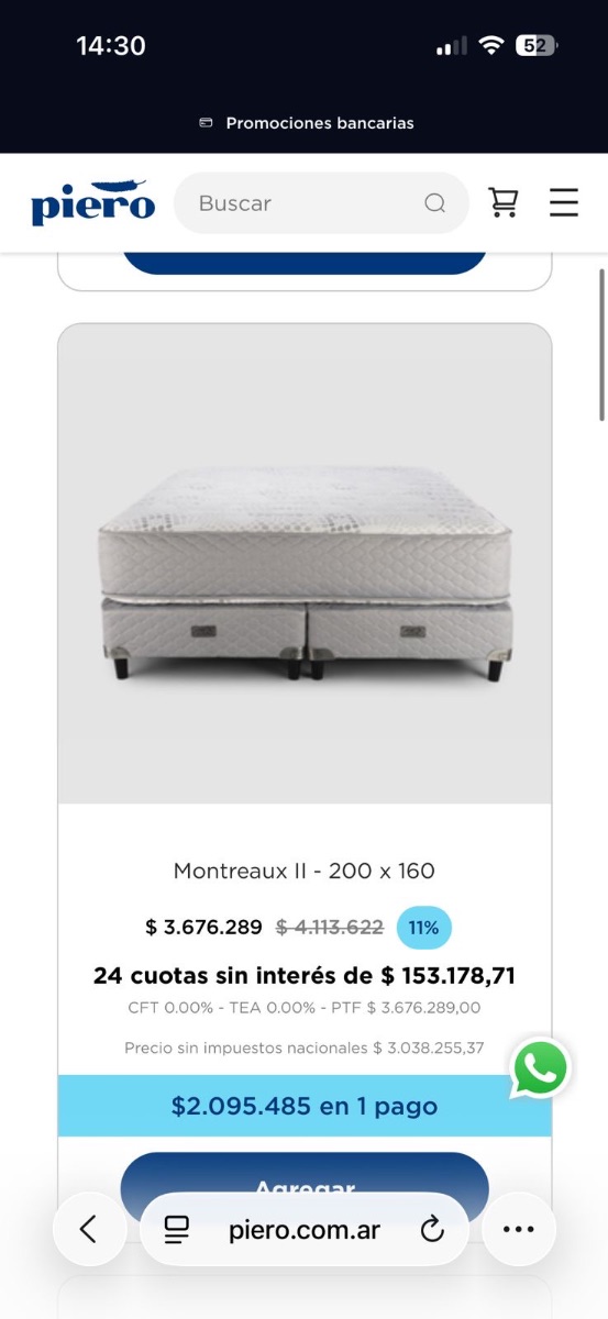 Somier piero montreaux || 200x160cm 