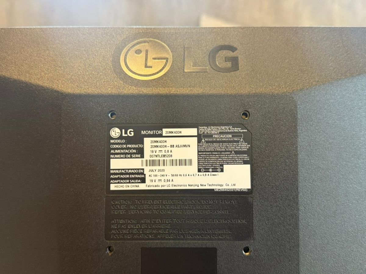 Monitor LG 20MK400H 20” – 75Hz – Excelente estado