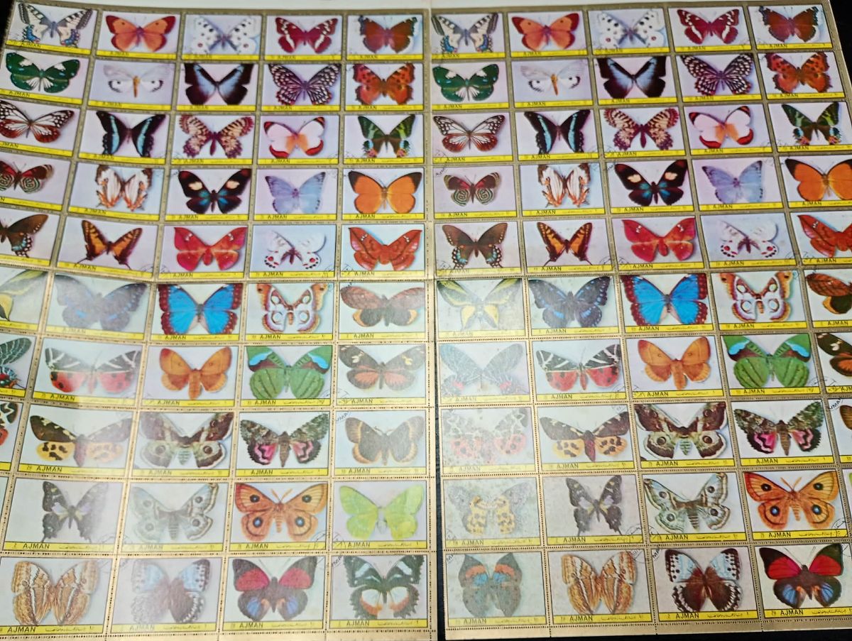 plancha tipo estampilla de mariposas