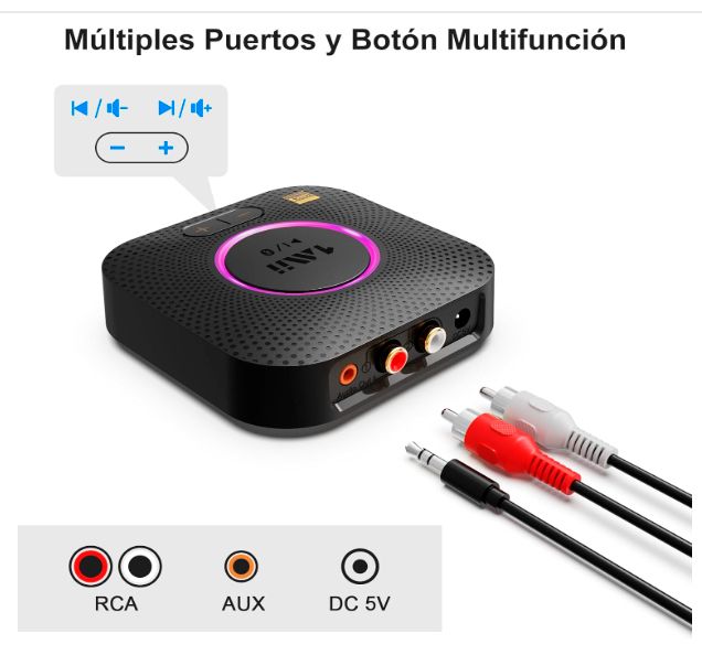 1Mii B06S+ Transmisor/Receptor L-DAC de audio inalámbrico por Bluetooth o USB