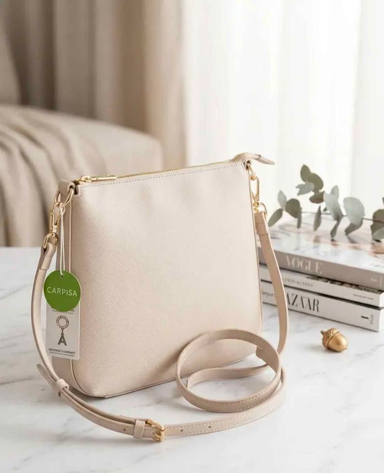 Cartera bandolera mujer carpisa baige símil cuero.