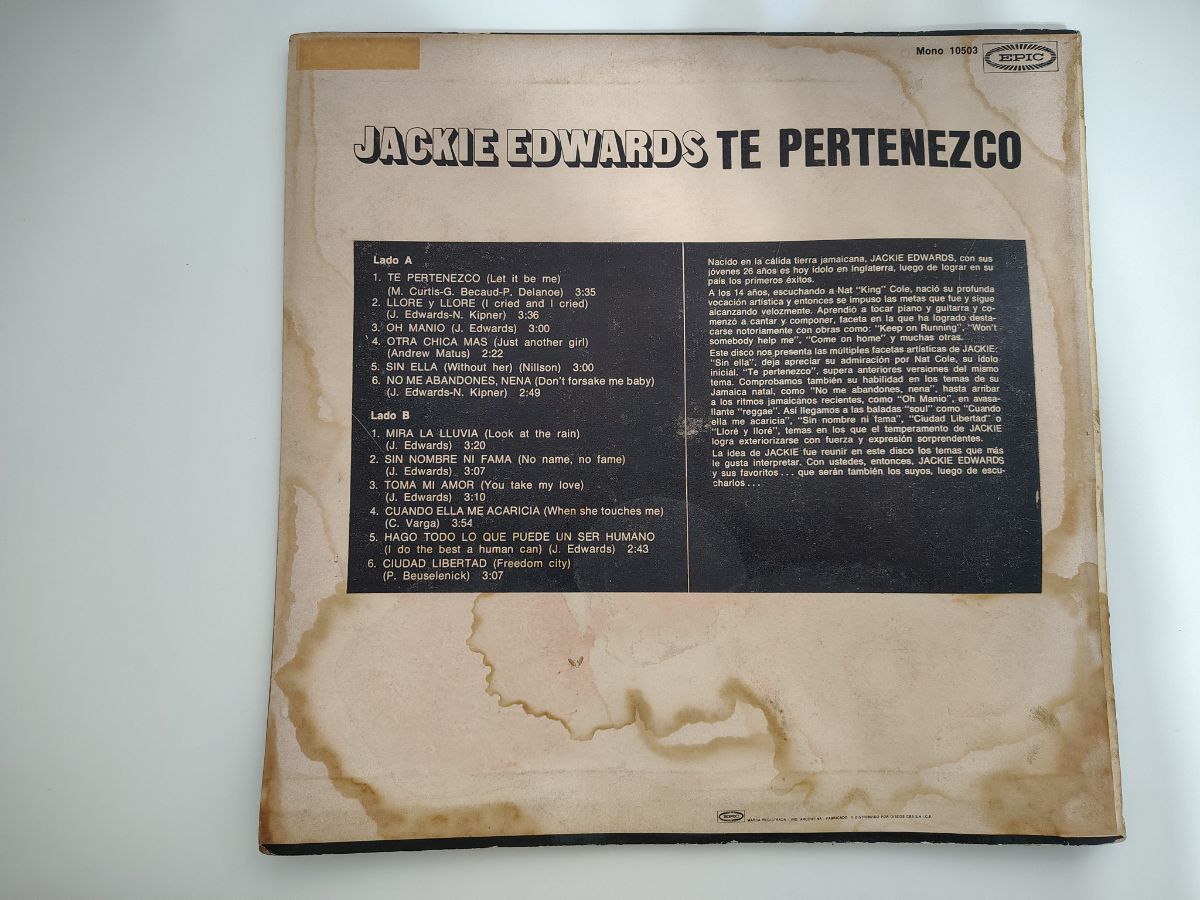 Jackie Edwards - Te Pertenezco - Vinilo Lp