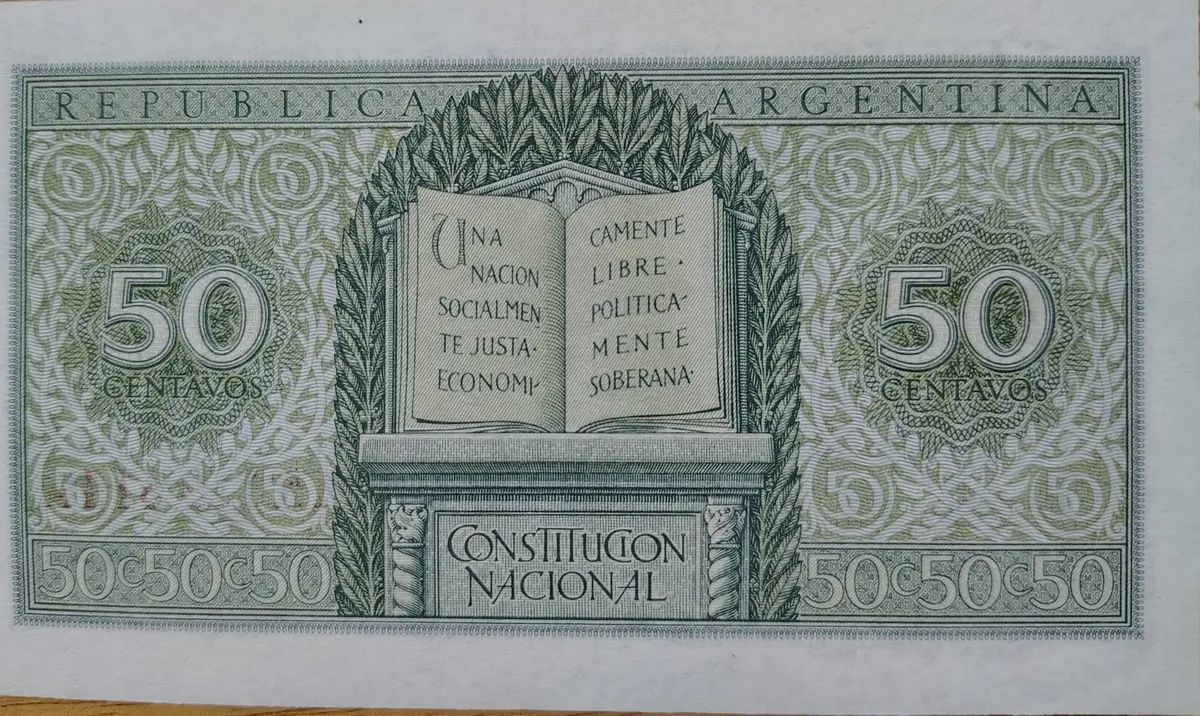 Billete 50 Centavos Moneda Nacional Año 1950 Serie A Sin circular
