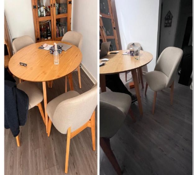 Comedor nórdico marca Genoud + 4 poltronas Sapporo (Metrica muebles)