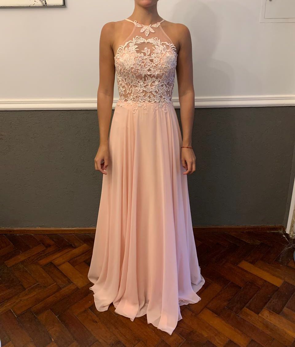Vestido de 15/graduación largo rosa claro (1 solo uso,impecable)