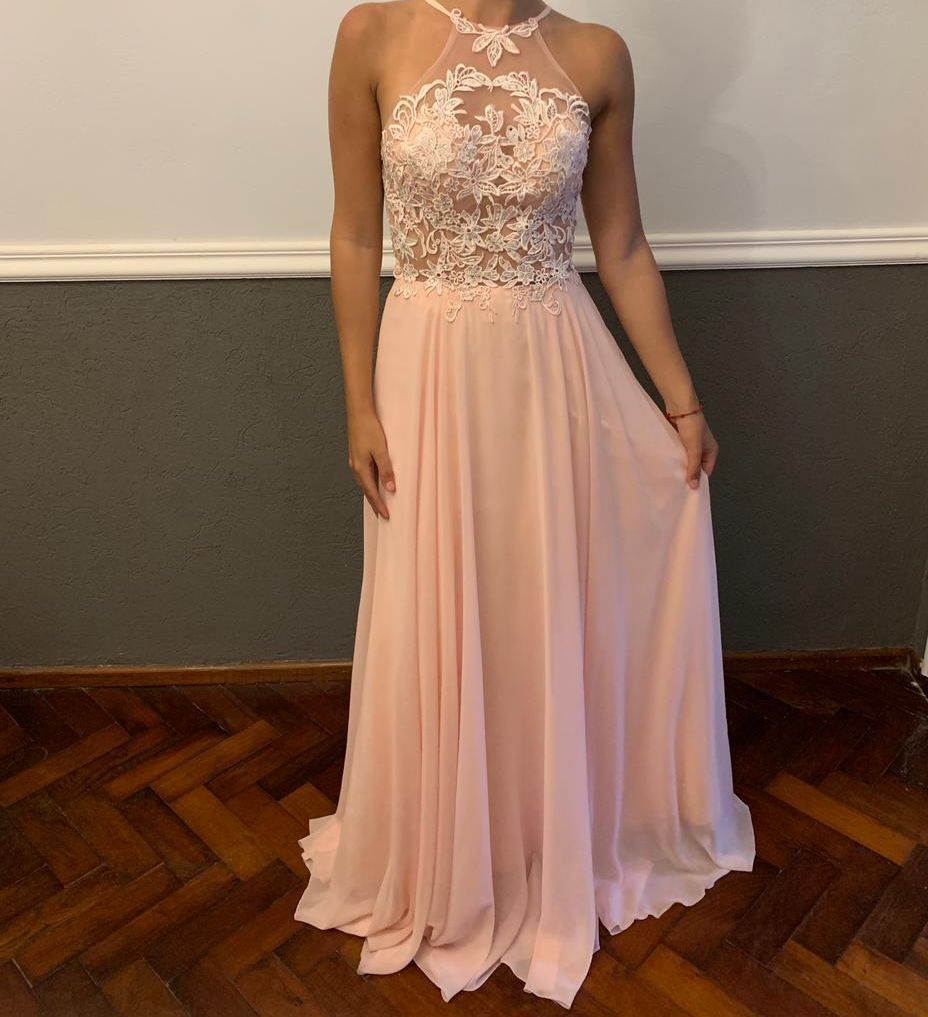 Vestido de 15/graduación largo rosa claro (1 solo uso,impecable)