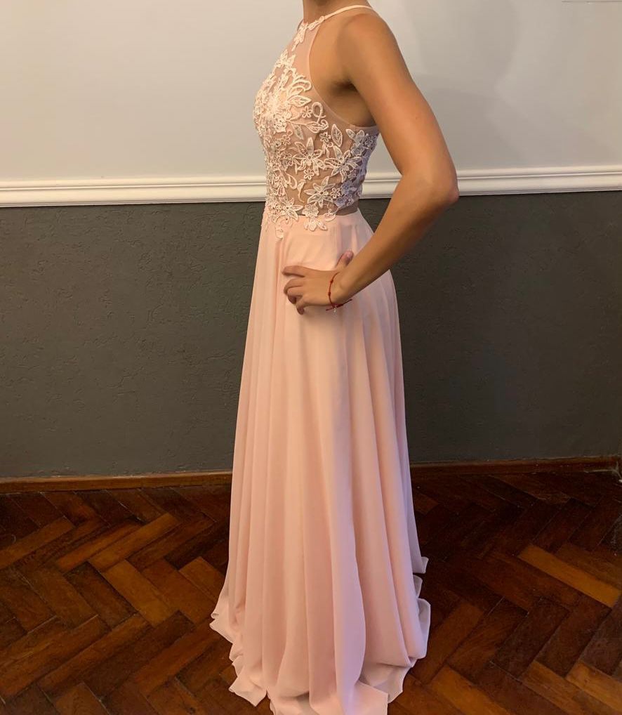 Vestido de 15/graduación largo rosa claro (1 solo uso,impecable)