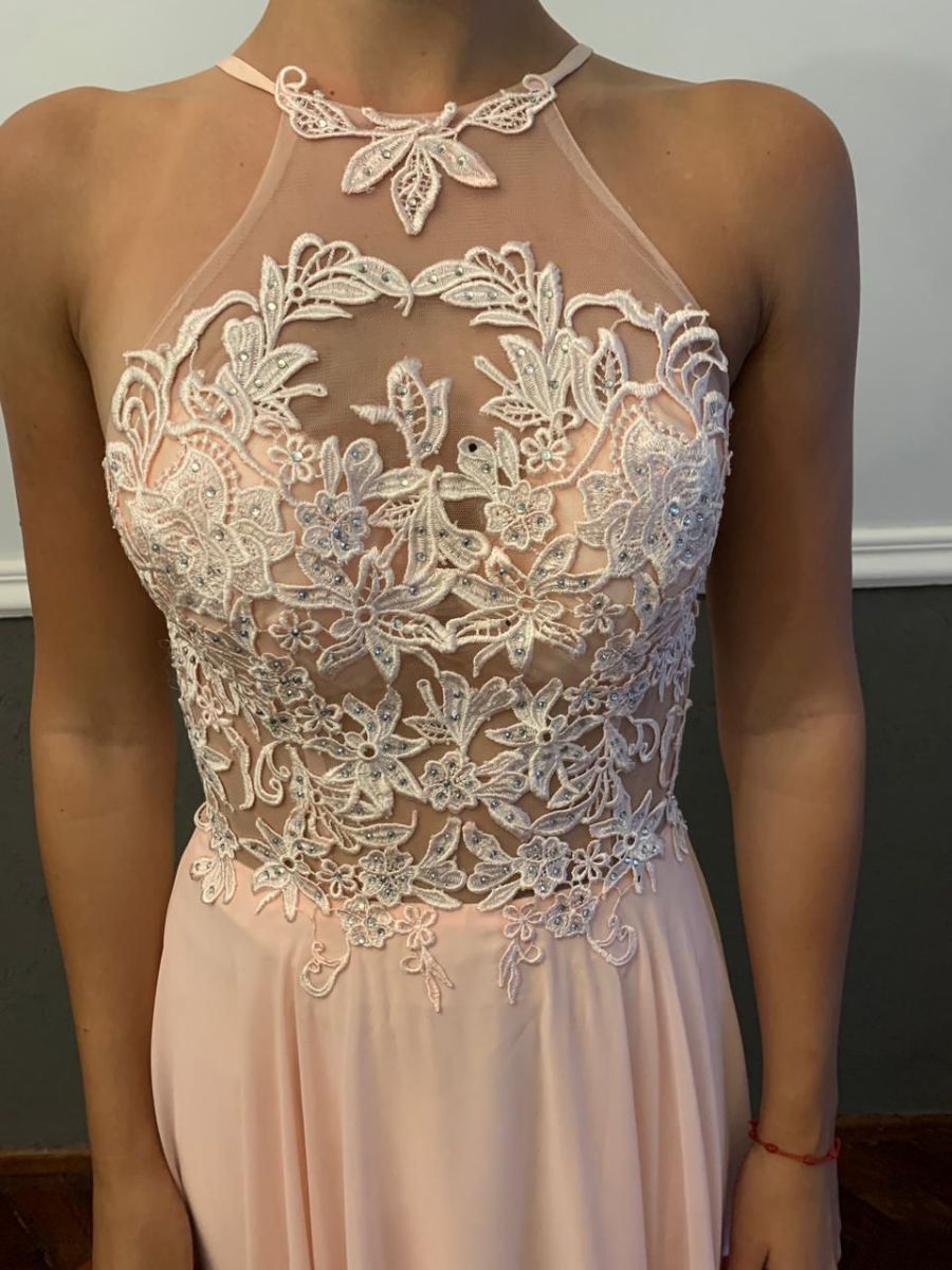 Vestido de 15/graduación largo rosa claro (1 solo uso,impecable)